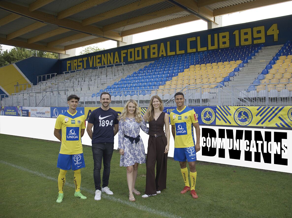 V.l.n.r. Haris Zahirovic_Constantin Orel_Lisa Heinrich_Vanessa Kostner_Niklas Alozie_Fotocredits: FIRST VIENNA FC 1894