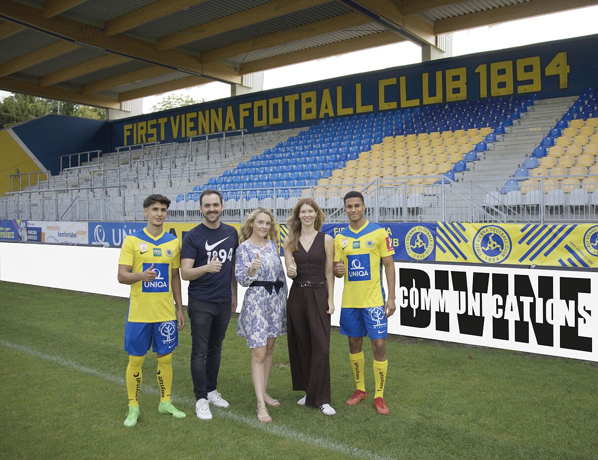 V.l.n.r. Haris Zahirovic_Constantin Orel_Lisa Heinrich_Vanessa Kostner_Niklas Alozie_Fotocredits: FIRST VIENNA FC 1894