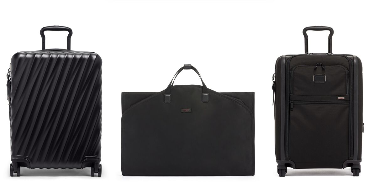 TUMI 19Degree Cont. Expandable Carry-on_Black texture Euro 730.00_TUMI Garment cover_black Euro 150.00 (2)_TUMI Alpha 3 Cont. Dual access Expandable_Black_ Euro 1050.00