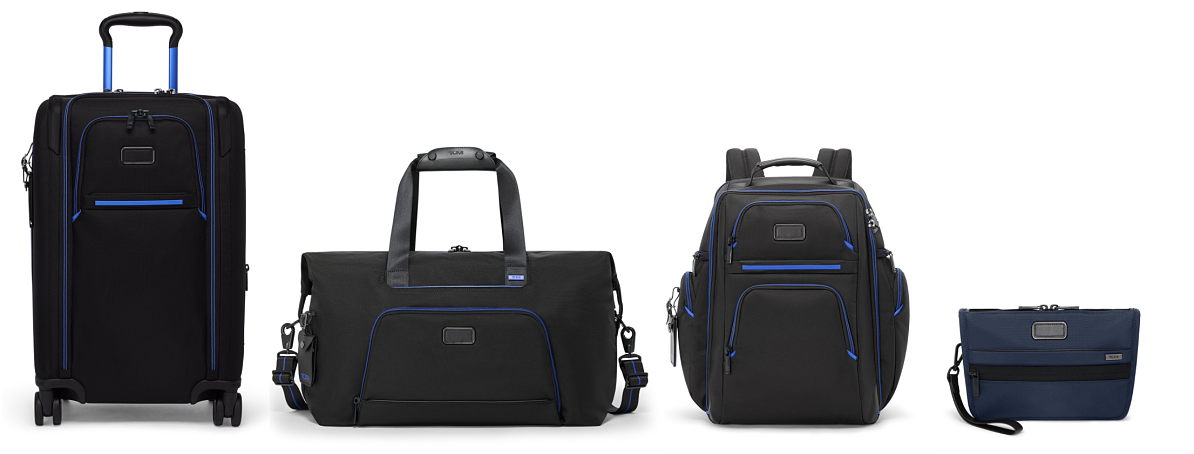 TUMI_Alpha 4_Dual access Exp CarryOn_Black Ultra Blue_€1050_TUMI_Alpha 4_Double Expansion Duffel_Black Ultra Blue €580_TUMI Alpha 4 Brief Pack_TUMI_Alpha 4_ Convertible Clutch Crossbody_Navy_€370
